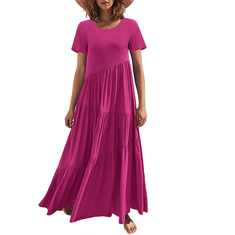 Damen Maxikleid mit voluminösem Rock und weichem Viskose-Material WW