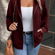 Damen gemütliche Kapuzenjacke aus strukturiertem Material WW