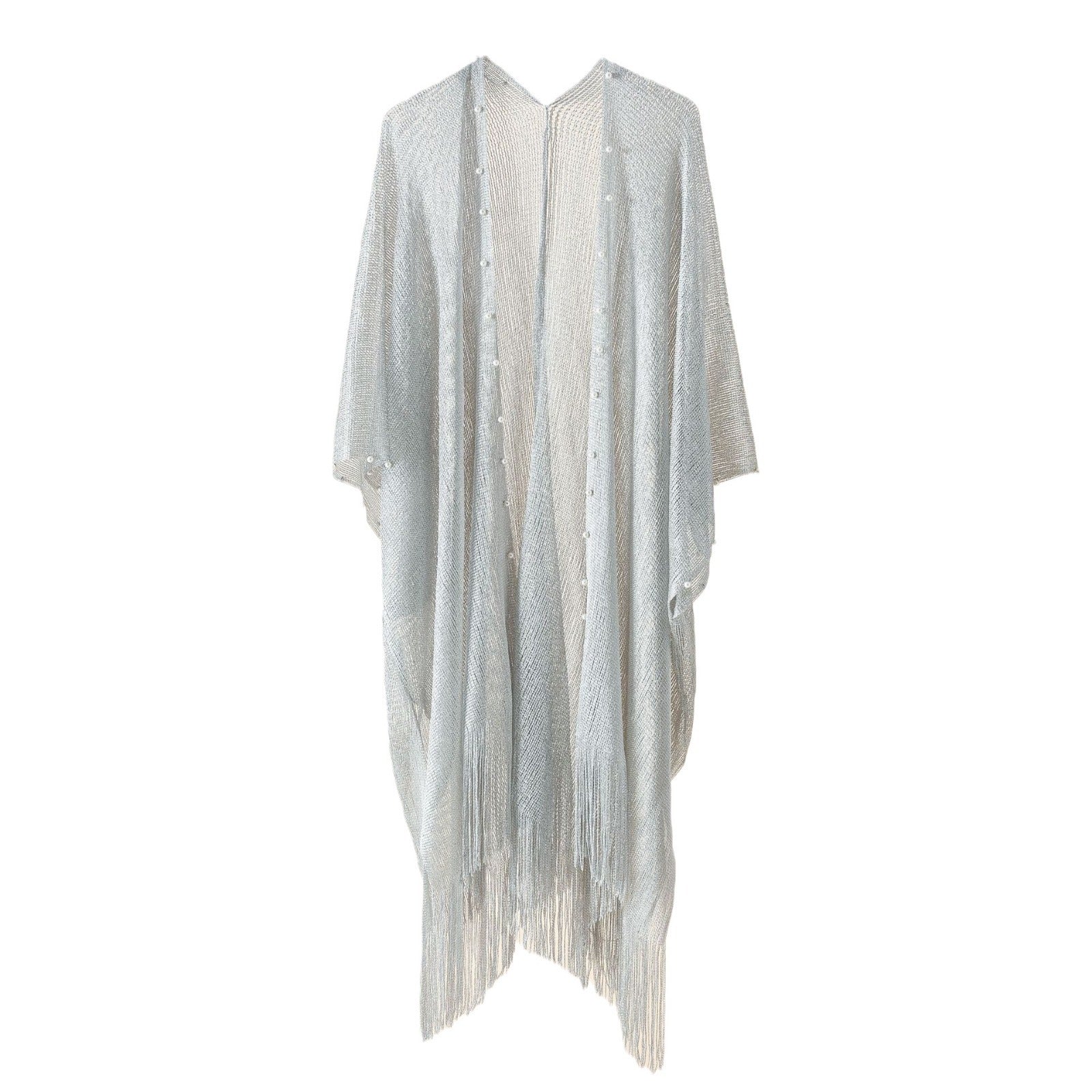 Damen transparenter Kaftan mit fransigen Kanten und elegantem Design WW