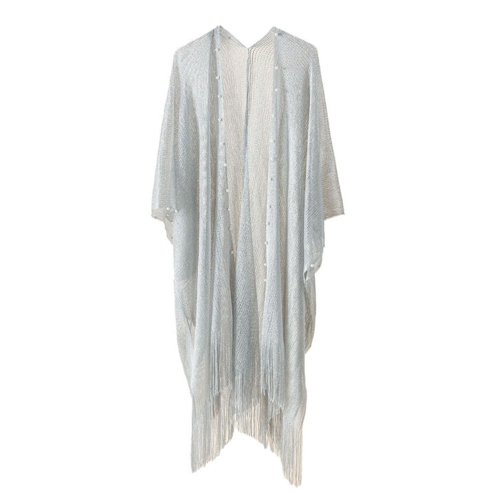 Damen transparenter Kaftan mit fransigen Kanten und elegantem Design W&W Mode