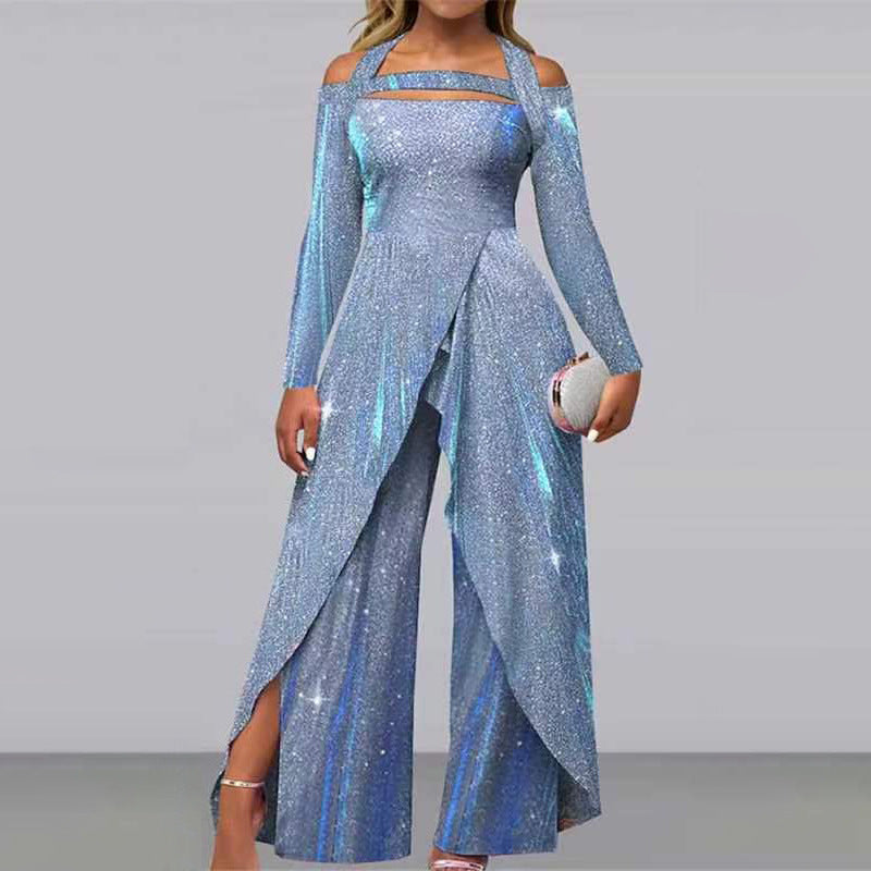 Damen Glamouröser Jumpsuit mit schimmerndem Paillettenbesatz und eleganten Cut-Outs WW