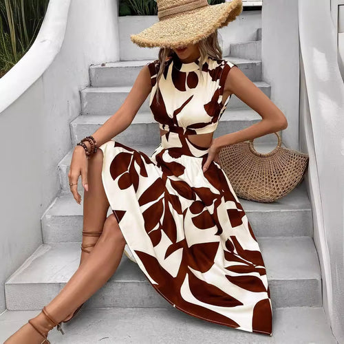 Damen Asymmetrisches Kleid mit Cut-Out-Details und floralem Design WW