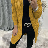 Damen Strickjacke mit tiefen Taschen und kunstvollem Zopfdesign WW