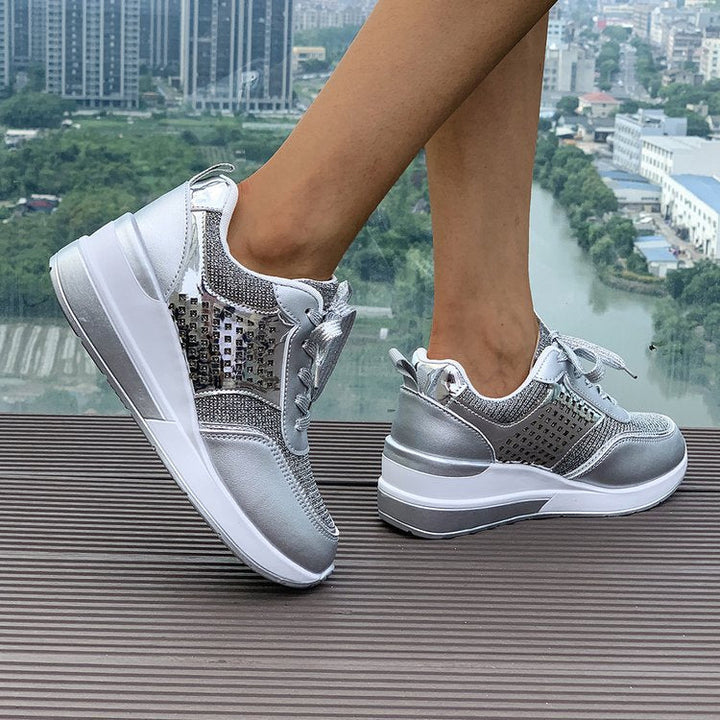 Damen Sneakers mit modischem Metallic-Akzent und atmungsaktiver Dämpfung W&W Mode