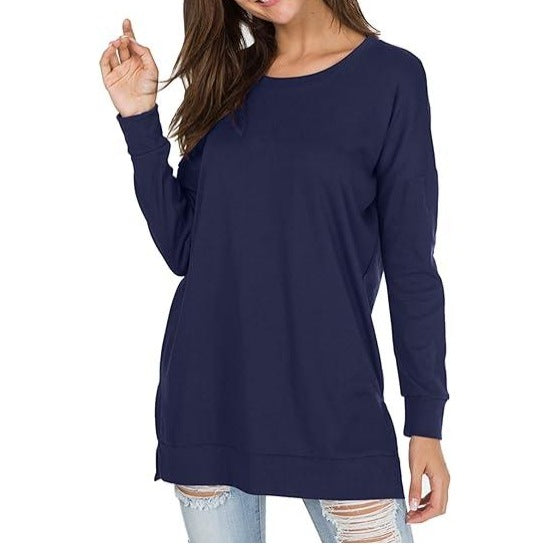 WW | Einfarbiges Rundhals-Casual-Top