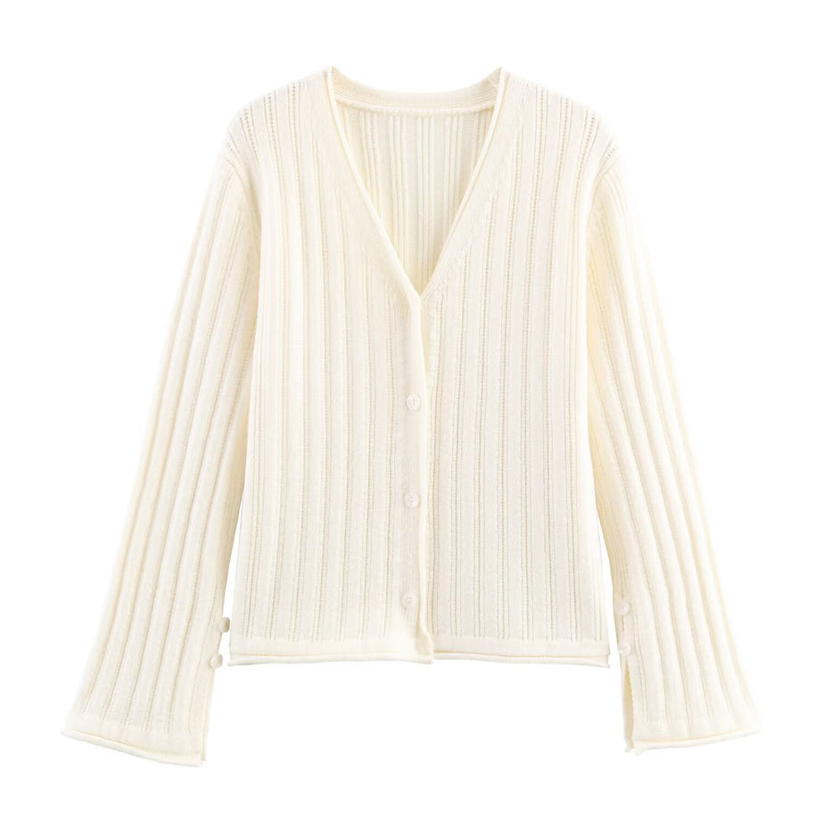 Damen Strickjacke mit Rippstruktur und eleganten Knopfdetails WW