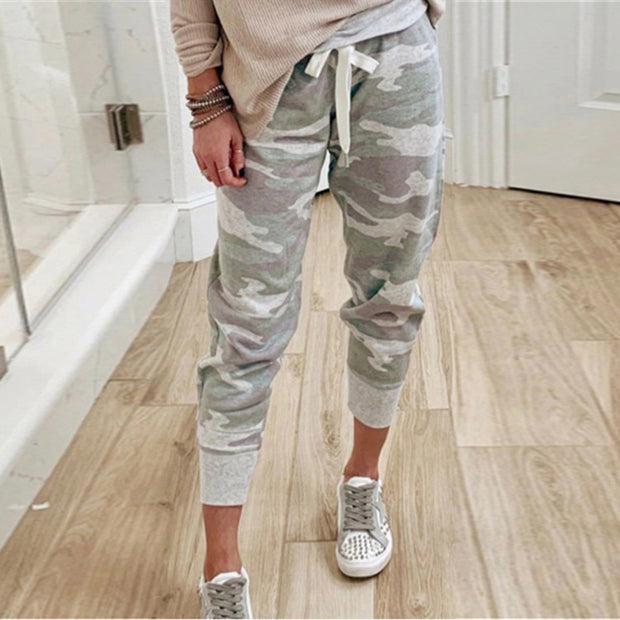 Damen bequeme Camouflage Jogginghose mit elastischem Bund und Bündchen WW