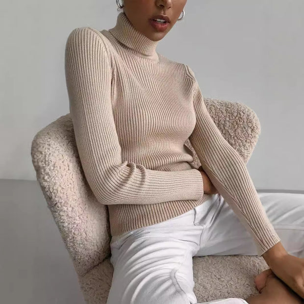 Damen Rollkragenpullover mit geripptem Design und lässigem Schnitt WW