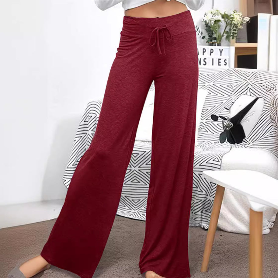 Damen Weite Freizeithose mit elastischem Bund und verstellbarem Kordelzug WW