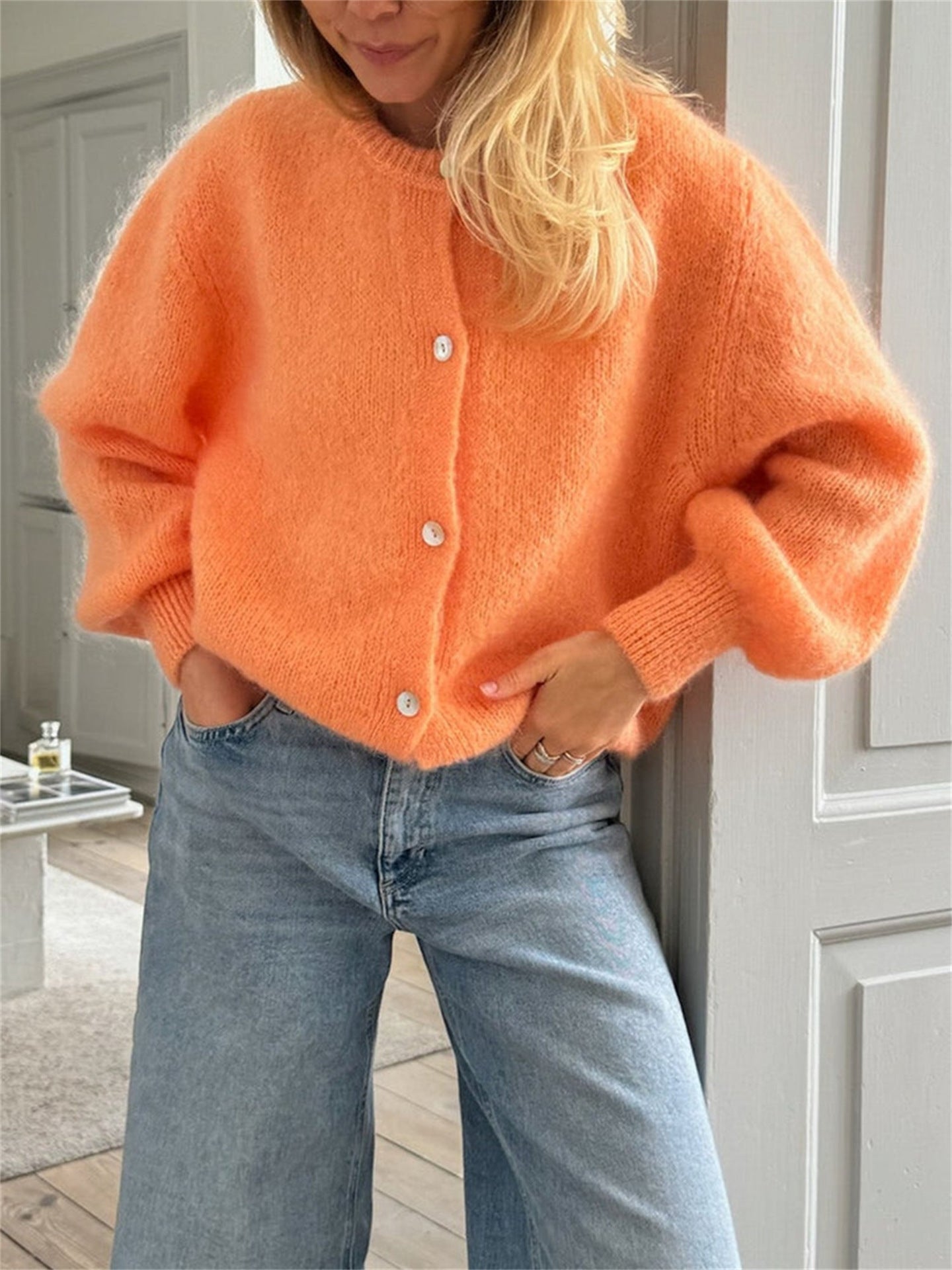 WW | Strick Frauen Strickjacke Mit Knöpfen