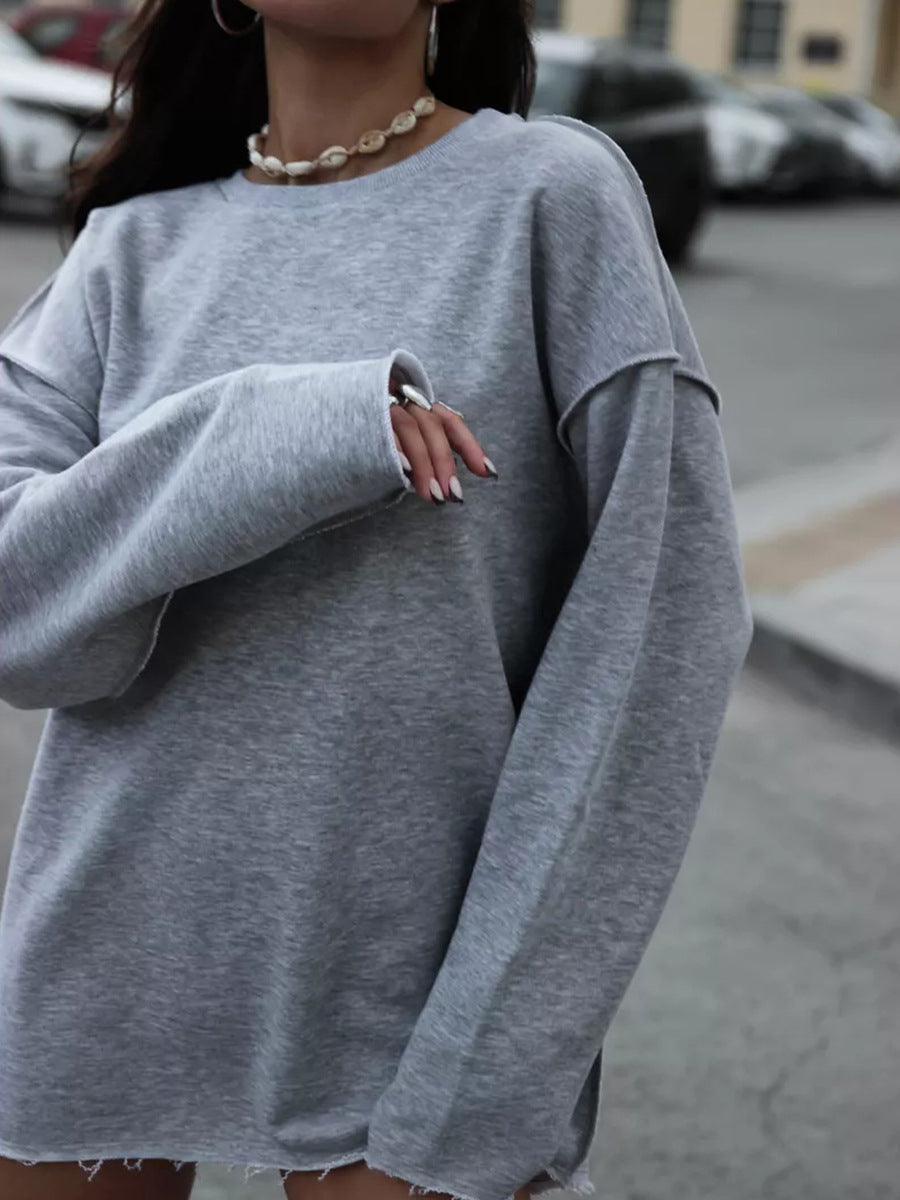 Damen lässiger Oversized Pullover aus weichem Baumwollmix WW