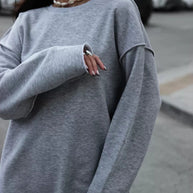 Damen lässiger Oversized Pullover aus weichem Baumwollmix WW