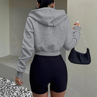 Damen cropped Hoodie mit Reißverschluss und lässigem Schnitt WW