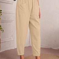 Damen Bequeme Chino-Hose mit elastischem Bund und praktischen Taschen WW