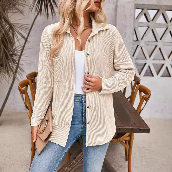 Damen Cardigan mit strukturiertem Rippdesign und übergroßen Knöpfen W&W Mode
