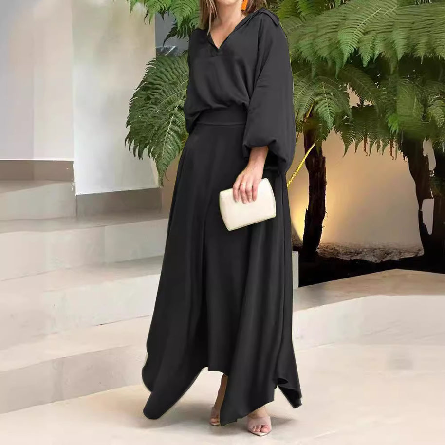 Damen Maxikleid mit weitem Schnitt und eleganten Ärmeln WW