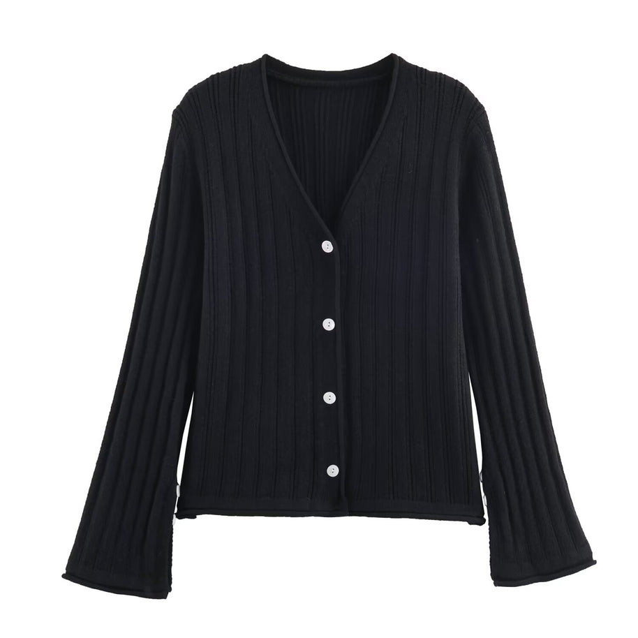 Damen Strickjacke mit Rippstruktur und eleganten Knopfdetails WW