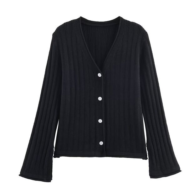 Damen Strickjacke mit Rippstruktur und eleganten Knopfdetails WW