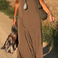 Damen Maxikleid mit eleganter V-Form und qualitativ hochwertigem Obermaterial WW