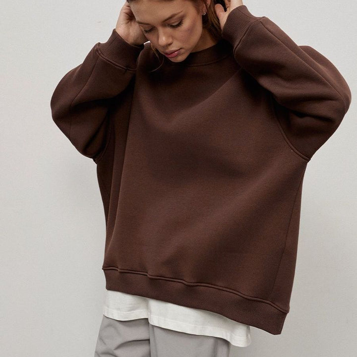 W&W Mode | Damen Lockere Rundhals-fleece-sweatshirt