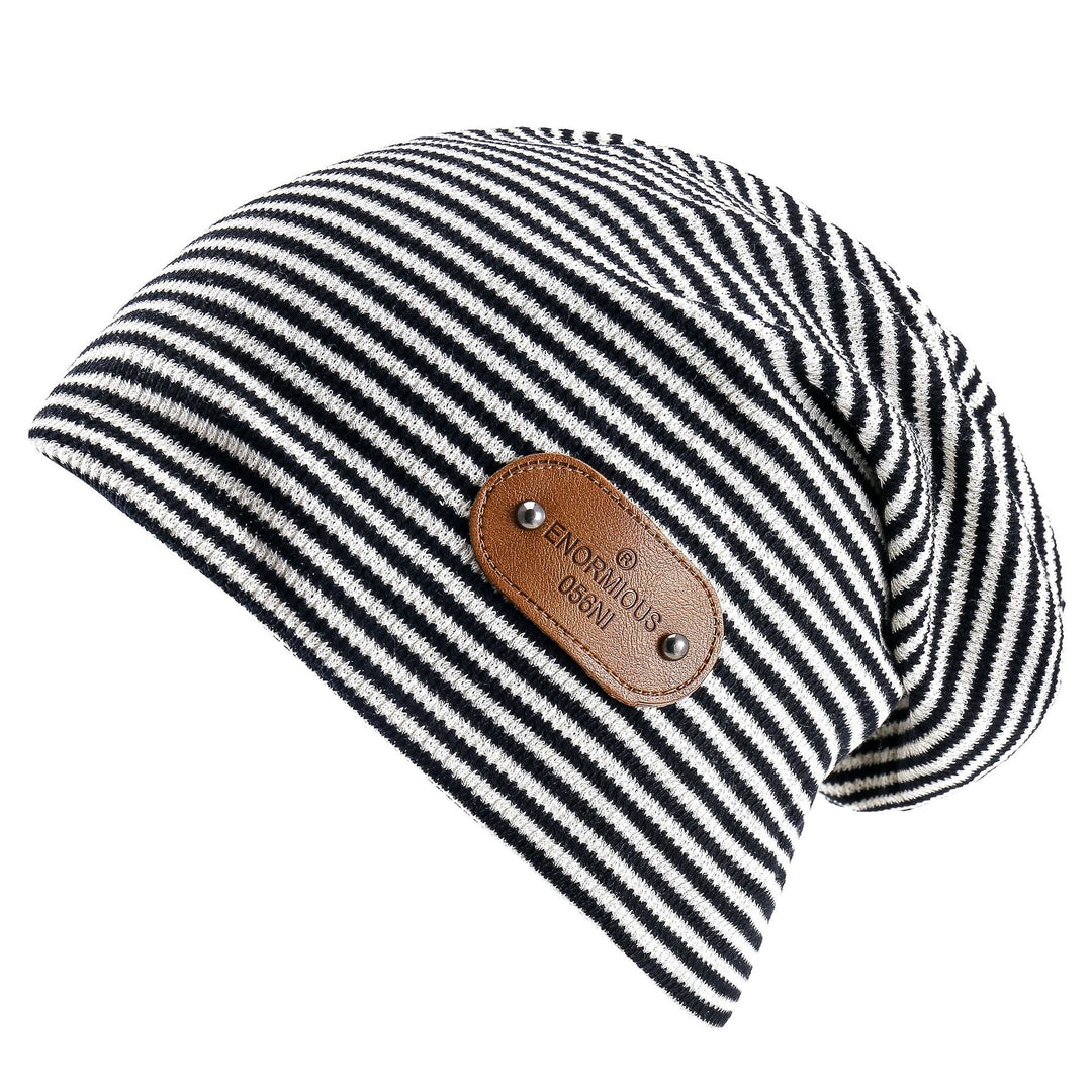 Damen Beanie-Mütze aus weich gestricktem Material mit modischem Streifenmuster W&W Mode