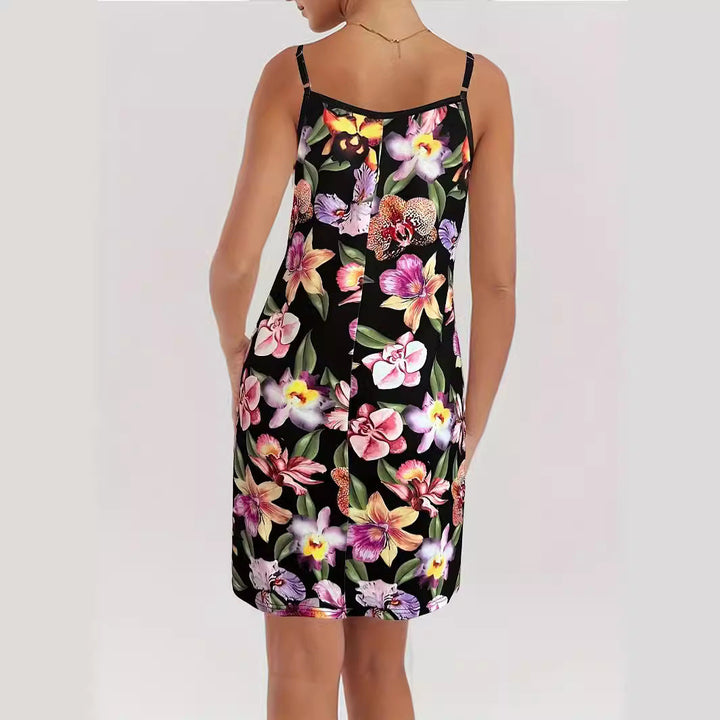 Damen Sommerkleid mit floralem Print und verstellbaren Trägern W&W Mode