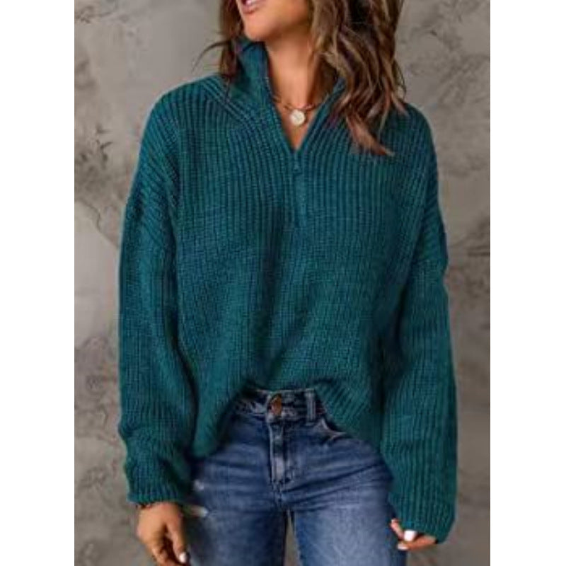 Damen Strickpullover mit kurzem Reißverschluss WW