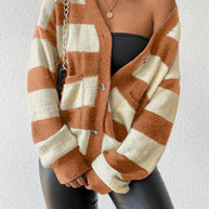 Damen Strickjacke mit trendigem Blockstreifenmuster und weichem Material WW