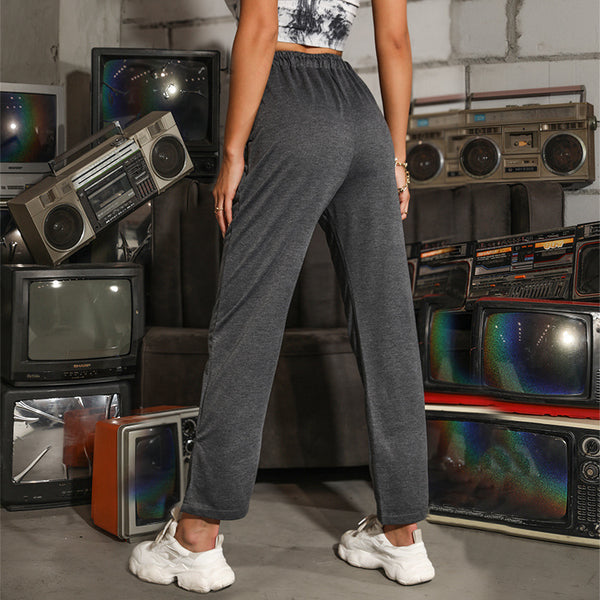 Damen Sportliche Jogginghose mit elastischem Bund und seitlichen Eingrifftaschen WW