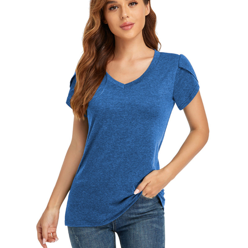Damen V-Ausschnitt T-Shirt mit lässigem Schnitt und bequemen Material WW