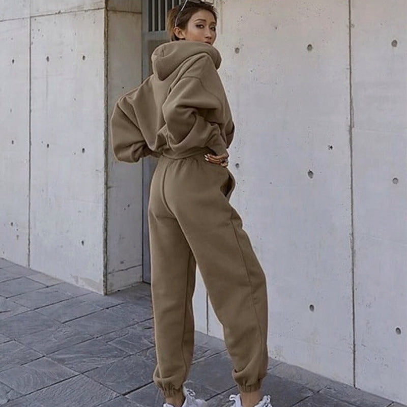 Damen Hoodie und Jogginghose-Set mit lässigem Schnitt und elastischem Bund WW