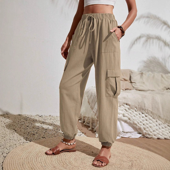 Damen Cargo-Hose mit elastischem Bund und praktischen Seitentaschen W&W Mode