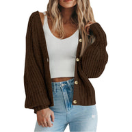 Damen Grobstrick-Cardigan mit Knopfdetails und weitem Schnitt WW