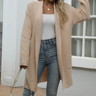 Damen Strickjacke mit offener Vorderseite und lässigem Schnitt WW