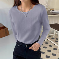 WW | Slim-Fit Vielseitiges Langarm Rundhals-T-Shirt