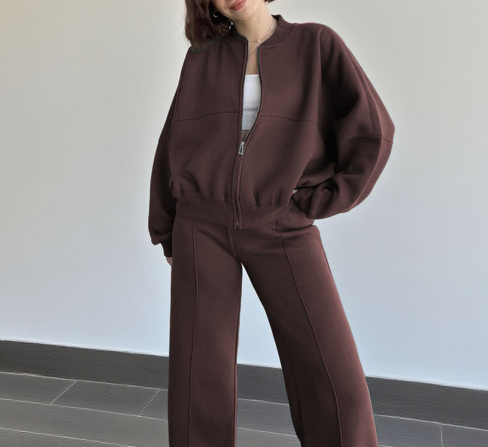 Damen Sportliche Oversize Trainingsjacke und Hose Set WW