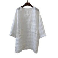 Damen Relaxed Fit Leinen Tunika mit aufgesetzten Taschen WW