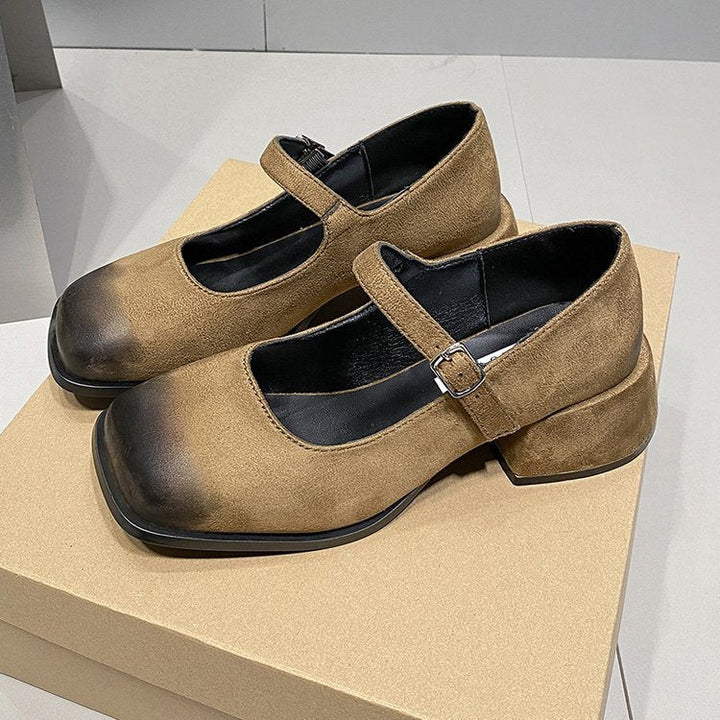 Damen klassische Mary Jane Schuhe mit verstellbarem Riemen und blockiertem Absatz W&W Mode
