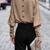 Damen Bluse mit eleganten Puffärmeln und fließendem Stoff WW