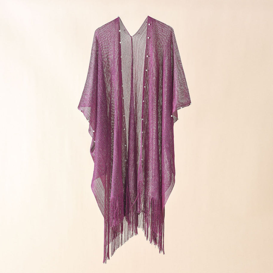 Damen transparenter Kaftan mit fransigen Kanten und elegantem Design WW
