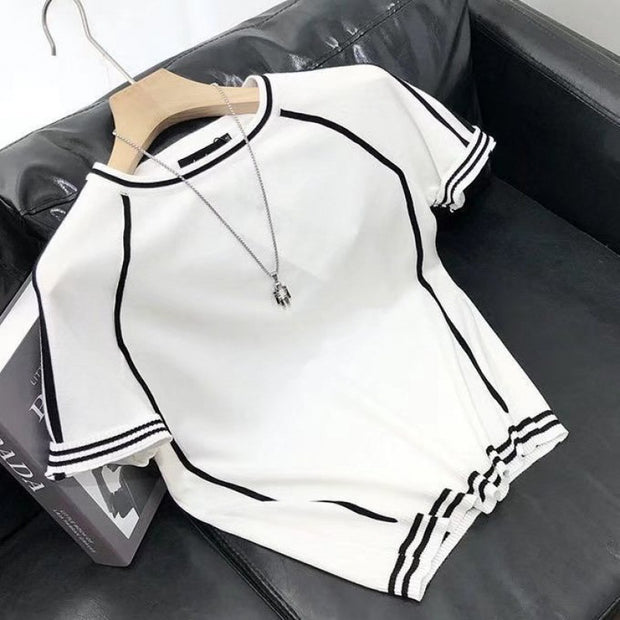 Damen Sportliches Kurzarm-T-Shirt mit Kontrastnähten WW