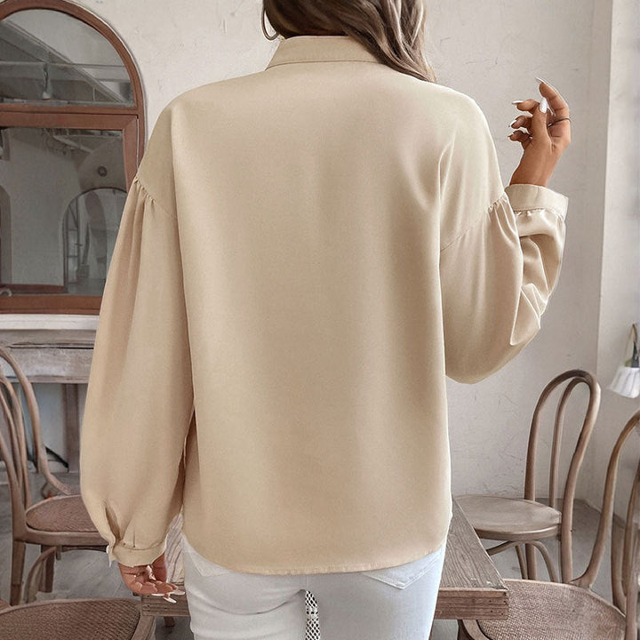 Damen Bluse mit elegantem besticktem Ausschnitt W&W Mode