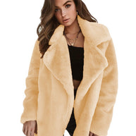 Damen elegante Fake-Fur Jacke mit weichem Kragen und lässigem Schnitt WW