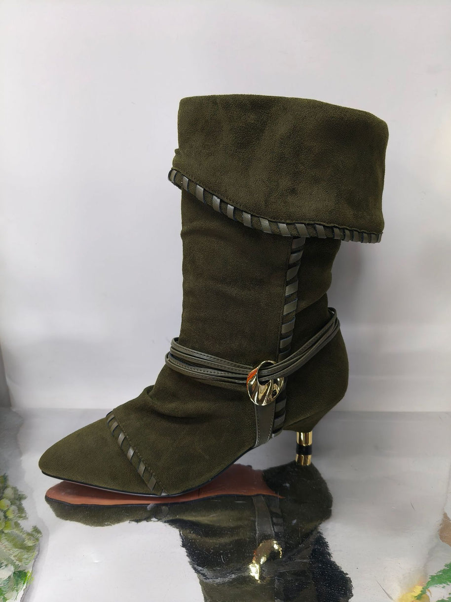 Damen Slouchy Knöchelstiefel mit dekorativem Schnallen-Detail WW