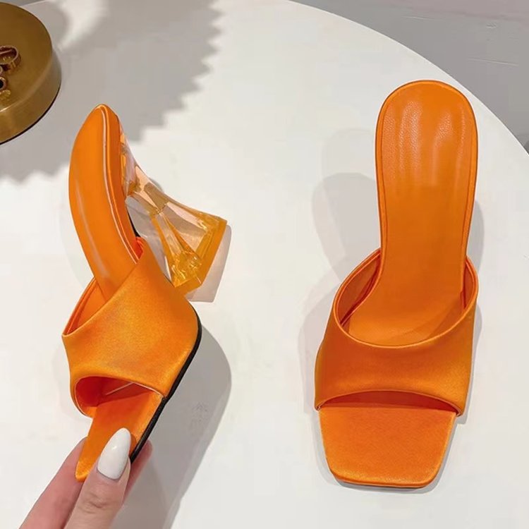 Damen Elegante und modische Mules mit transparentem Blockabsatz W&W