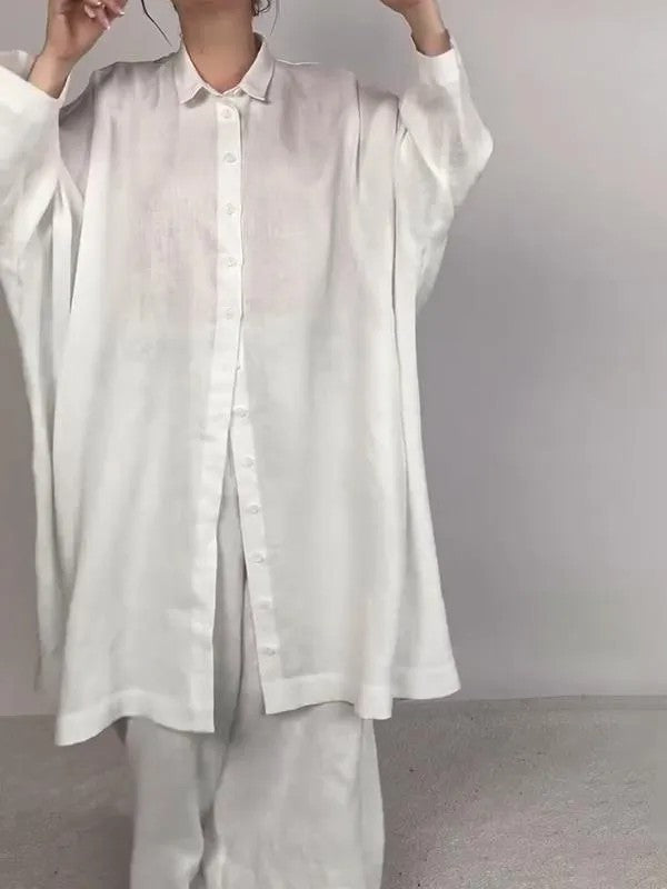 Damen Zweiteiler mit weiter Hose und Taschen