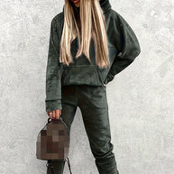 Damen Sportlicher Lounge-Set mit Kapuzenpullover und Hosen WW