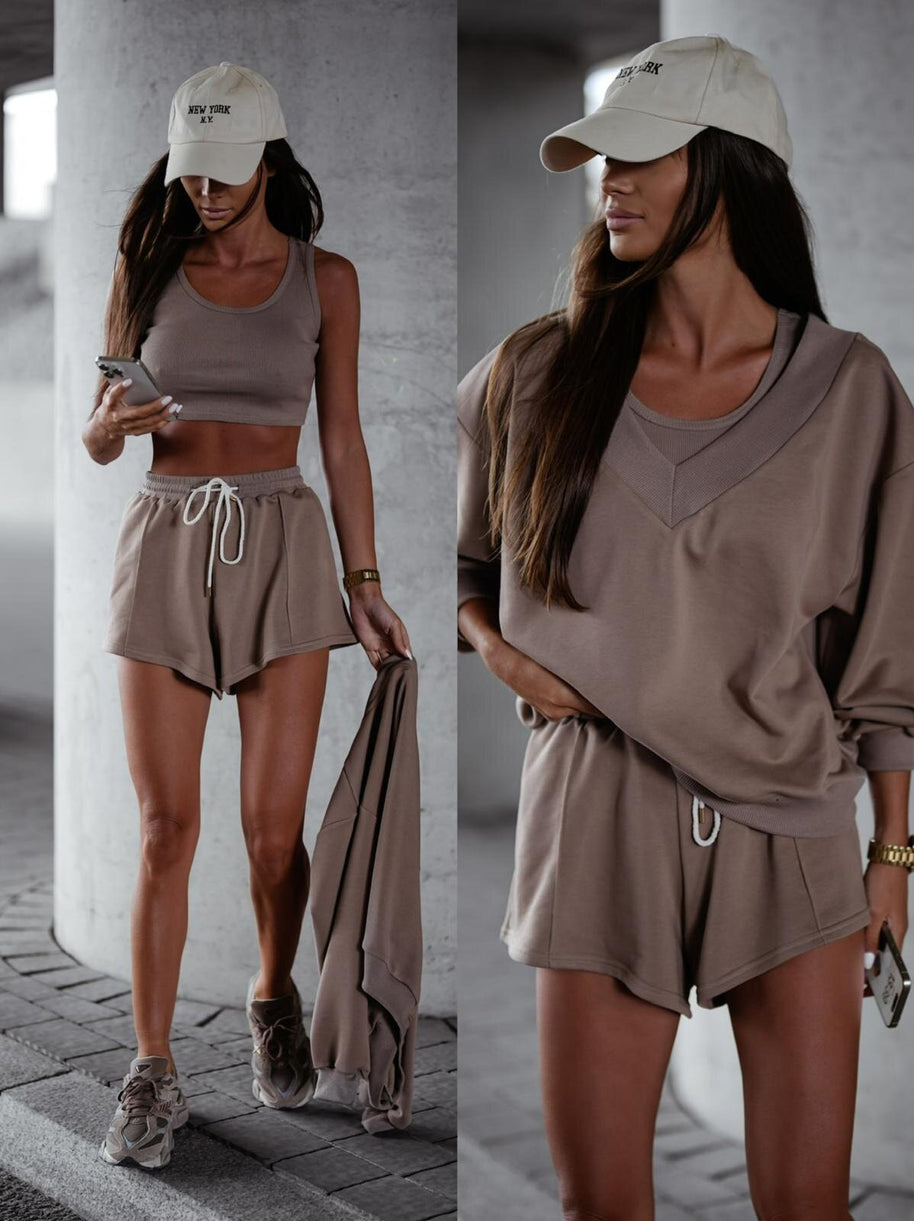 Damen Sportliches Kurzarm-Set WW