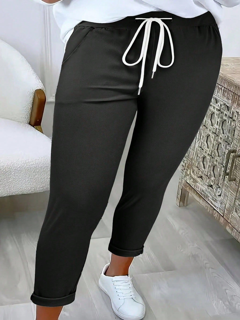 Damen Bequeme Freizeithose mit verstellbarem Kordelzug und lässigem Schnitt WW