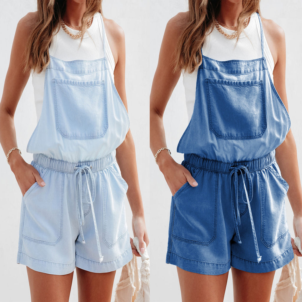 Damen Denim-Jumpsuit mit elastischem Bund und lässigem Schnitt WW